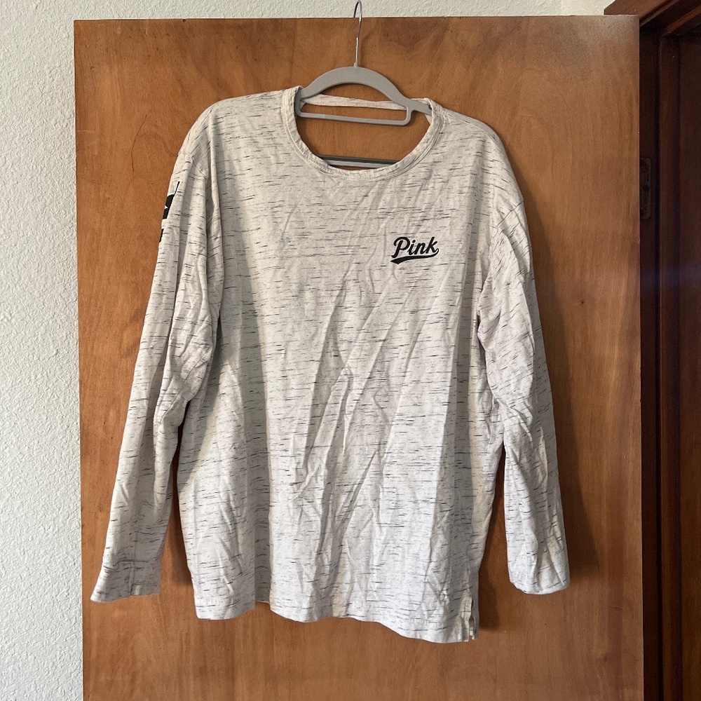 Pink by Victoria secret Heather grey and white long sleeve